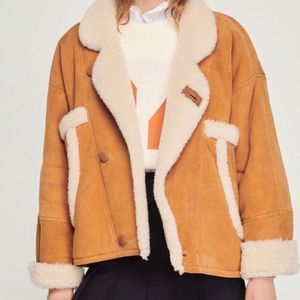Sandro-Paris Short Sheerling Oversized Coat
